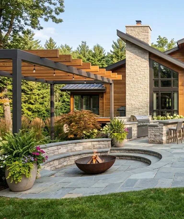 Premium tropical hardwood patio in an outdoor living space