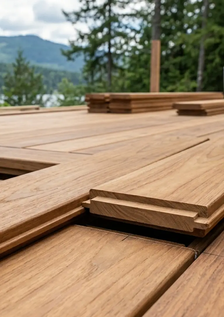Premium tropical hardwood V-Groove T and G V45 profile for exterior applications
