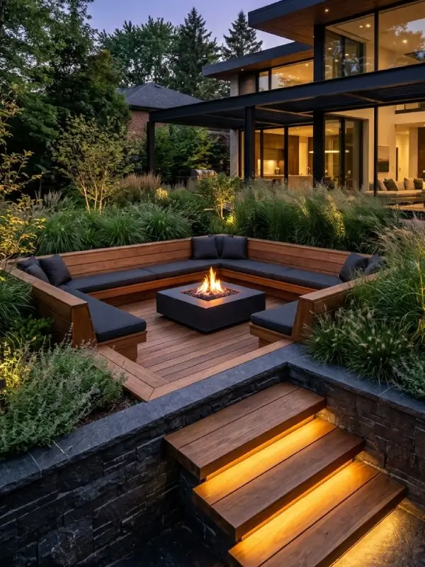 Hardwood decking in a finished outdoor residential project