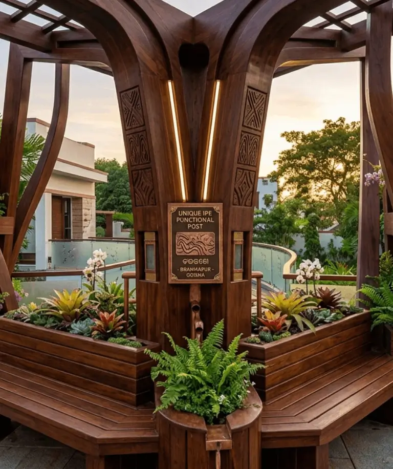 Cumaru deck post for premium outdoor deck construction