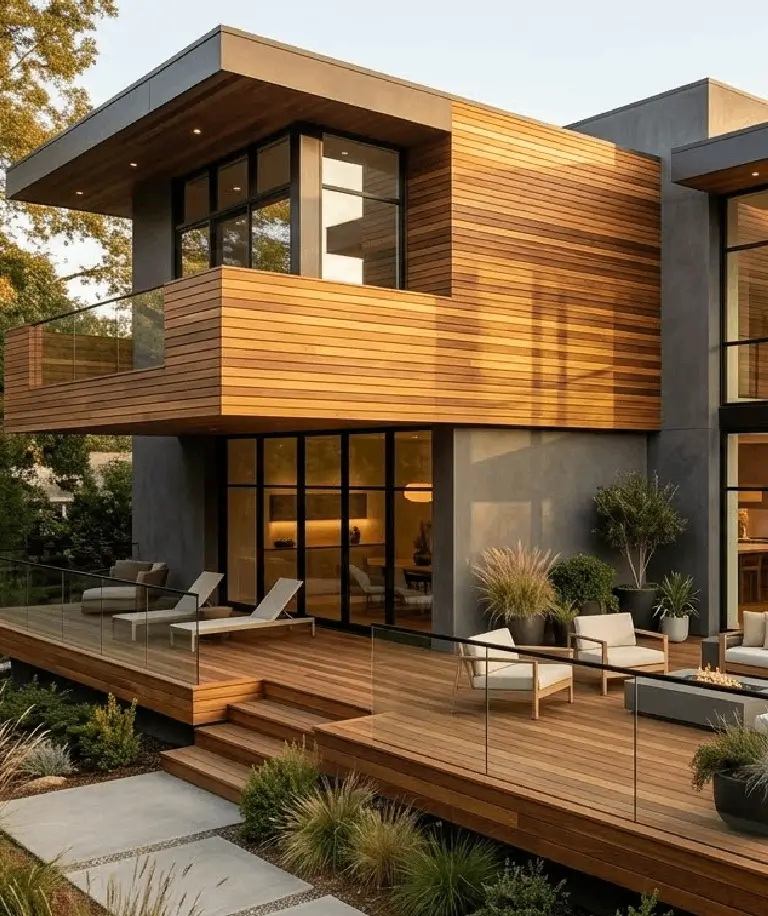 Natural Cumaru hardwood grain with golden brown and reddish brown color variations