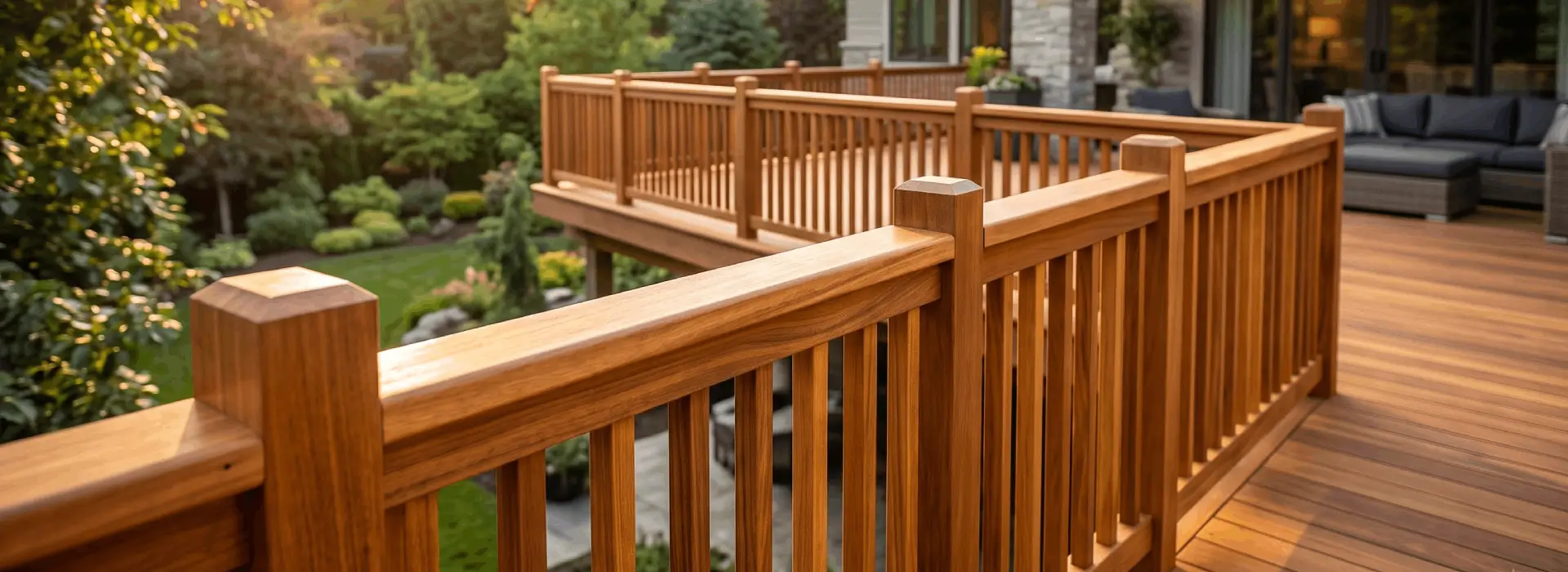 Premium Cumaru hardwood railing for residential and commercial deck projects
