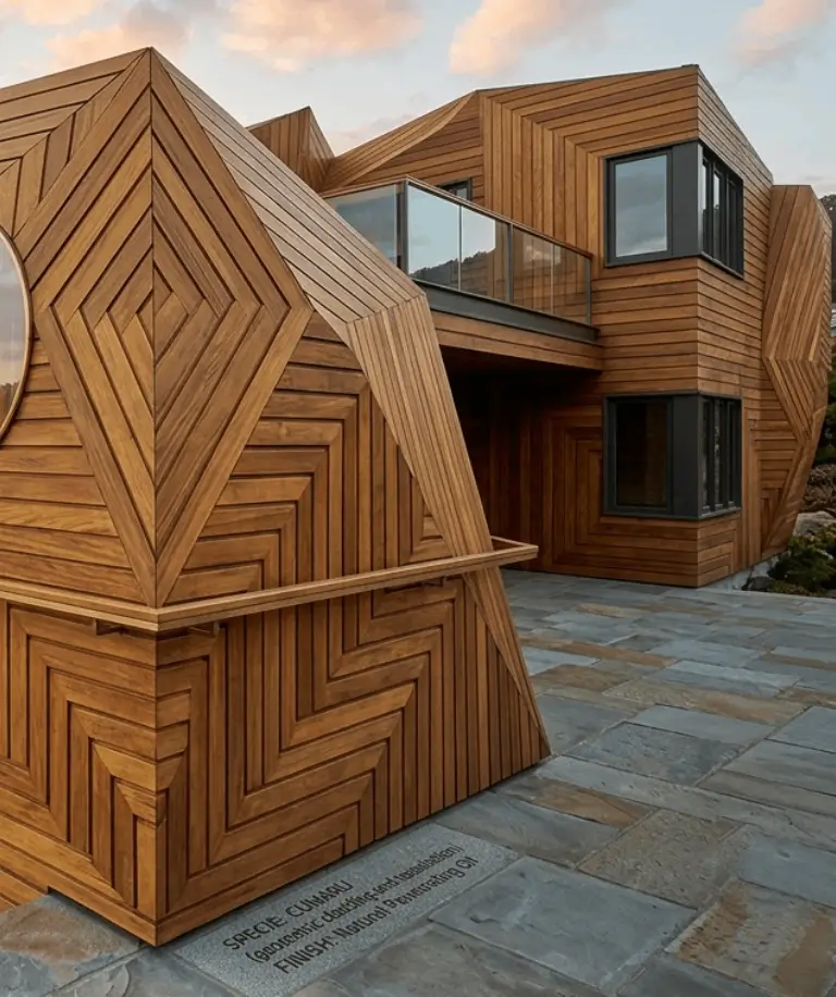 Cumaru siding used as exterior cladding on a modern home