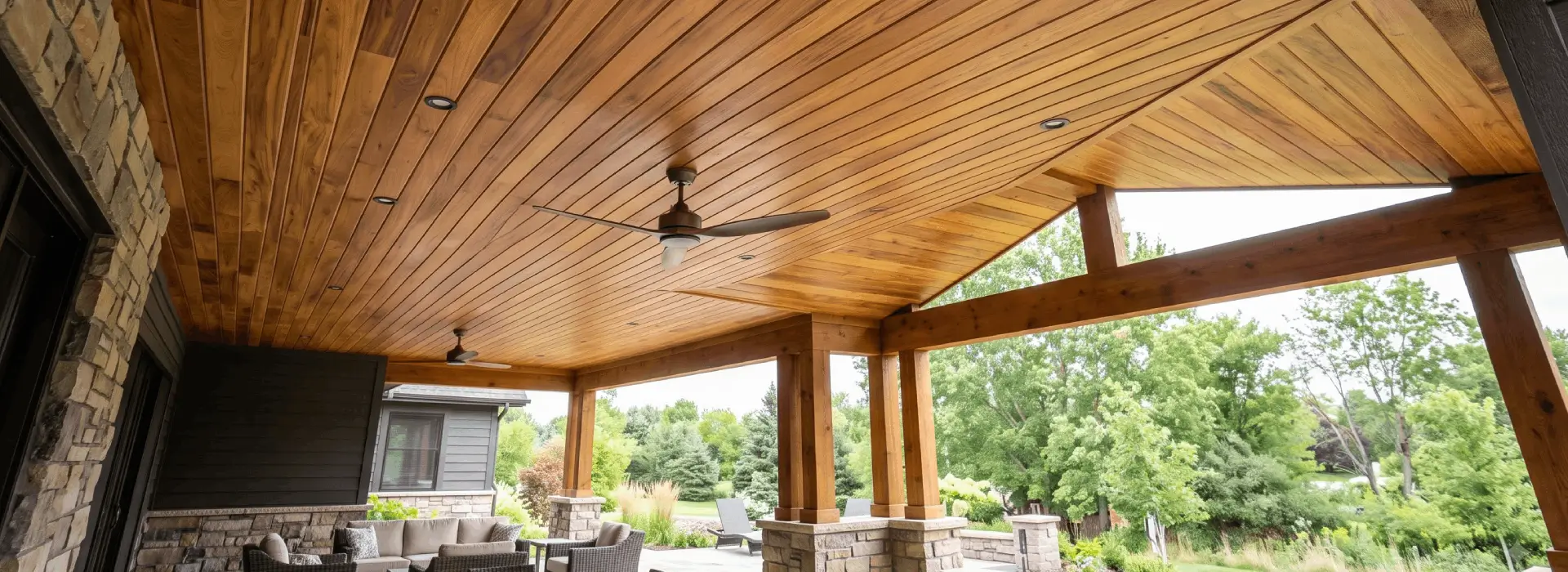 Cumaru T&G V45 hardwood profile for exterior ceilings and siding
