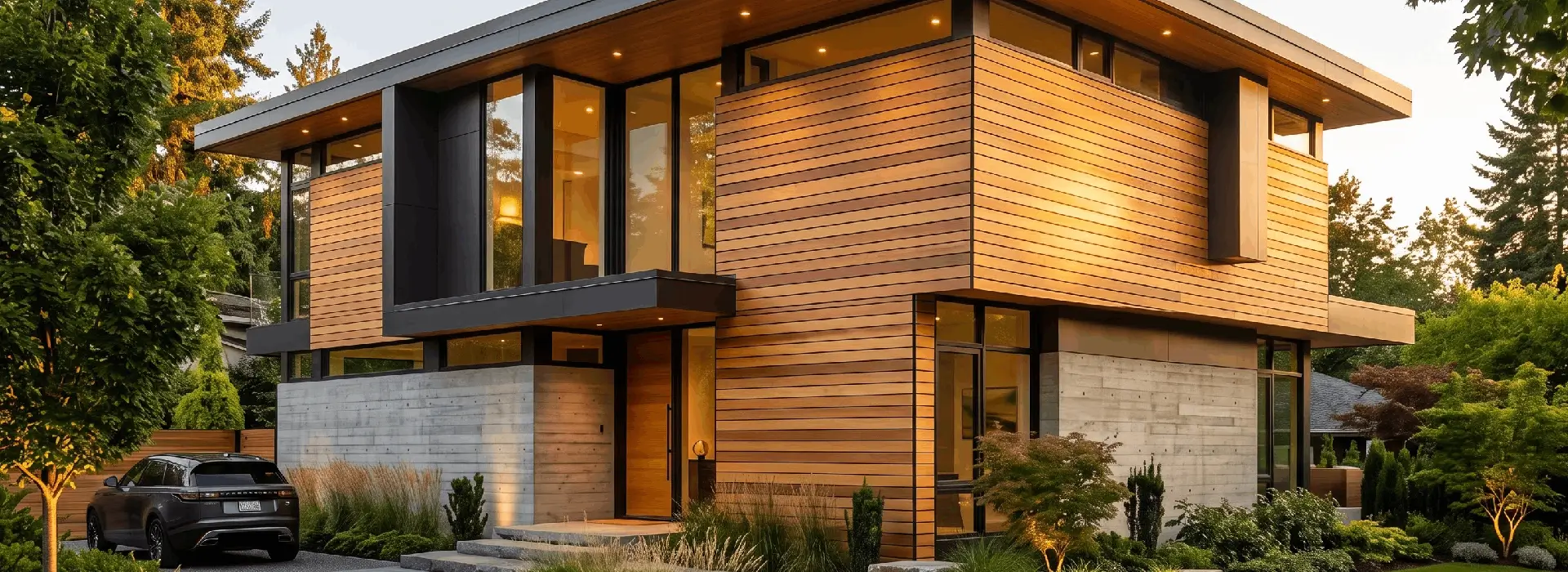 Garapa rainscreen siding installed on a modern exterior wall
