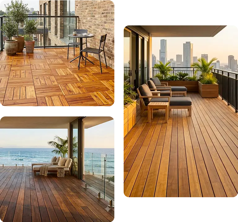 Ipe Cumaru Garapa Red Balau and Mahogany hardwood species