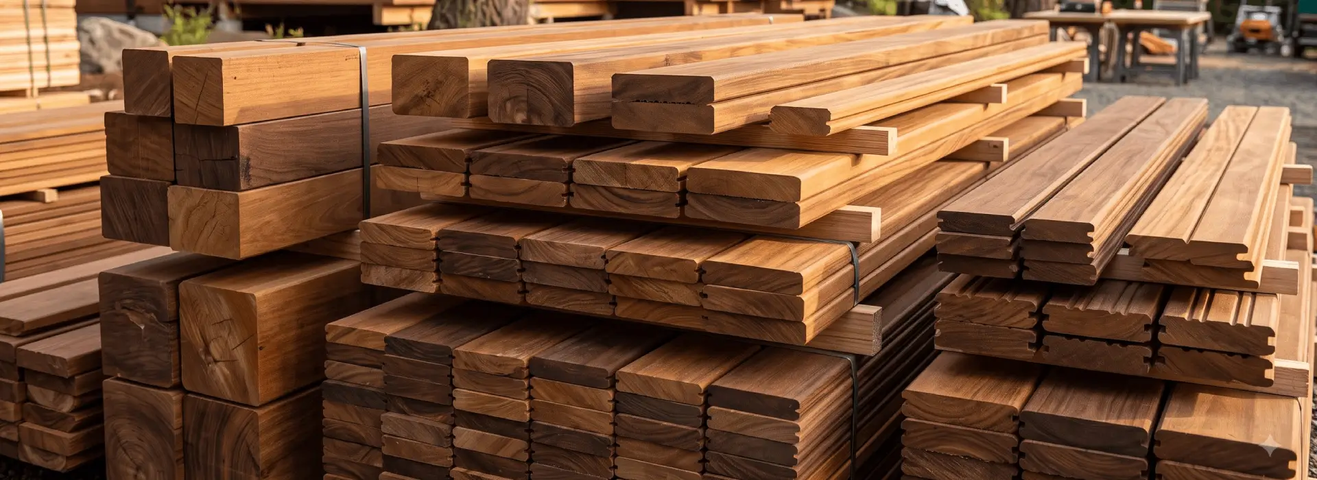 Premium hardwood dimensional lumber for exterior construction projects
