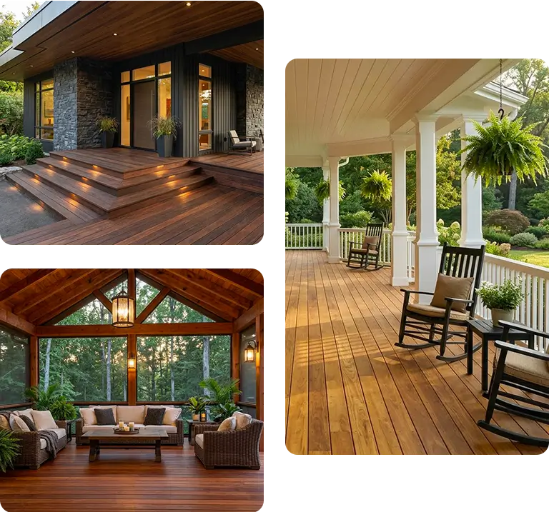 Tropical hardwood materials for beautiful porch spaces