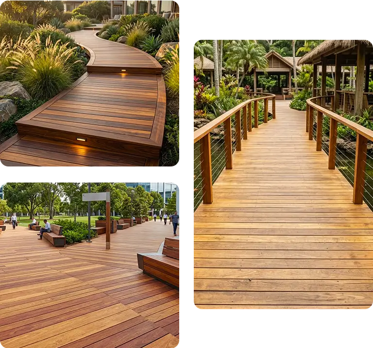 Tropical hardwood solutions for outdoor walkways