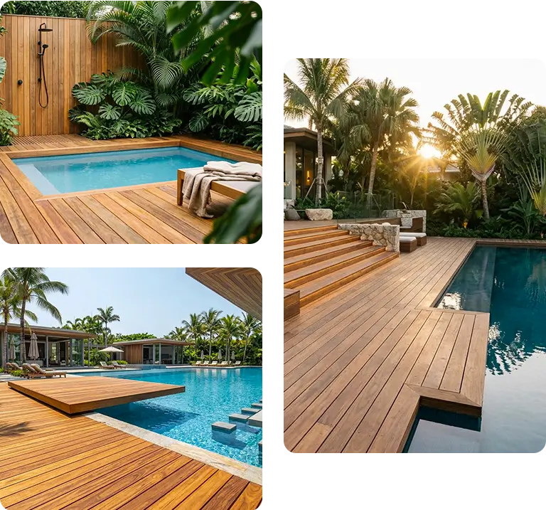 Tropical hardwood solutions for pool areas