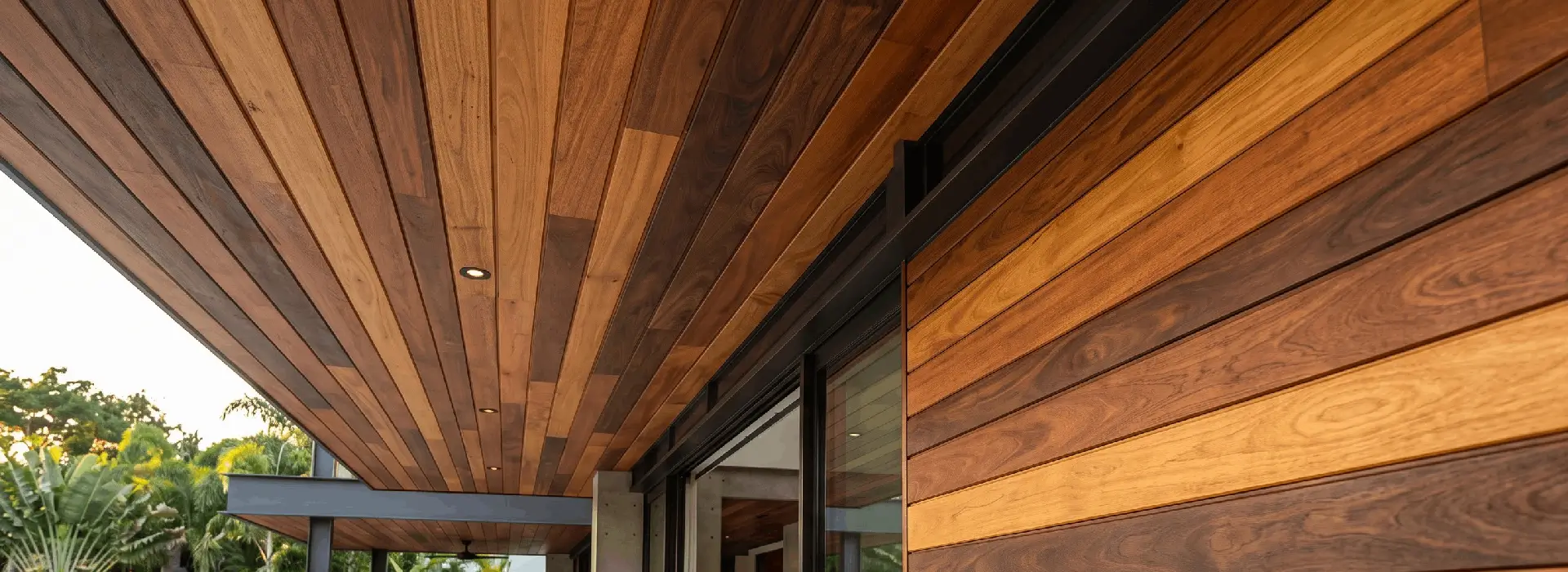 Premium hardwood tongue and groove boards for exterior ceiling and siding applications