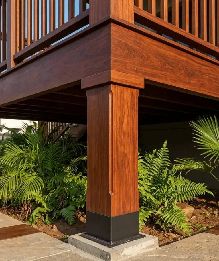 Ipe deck posts for premium exterior deck construction