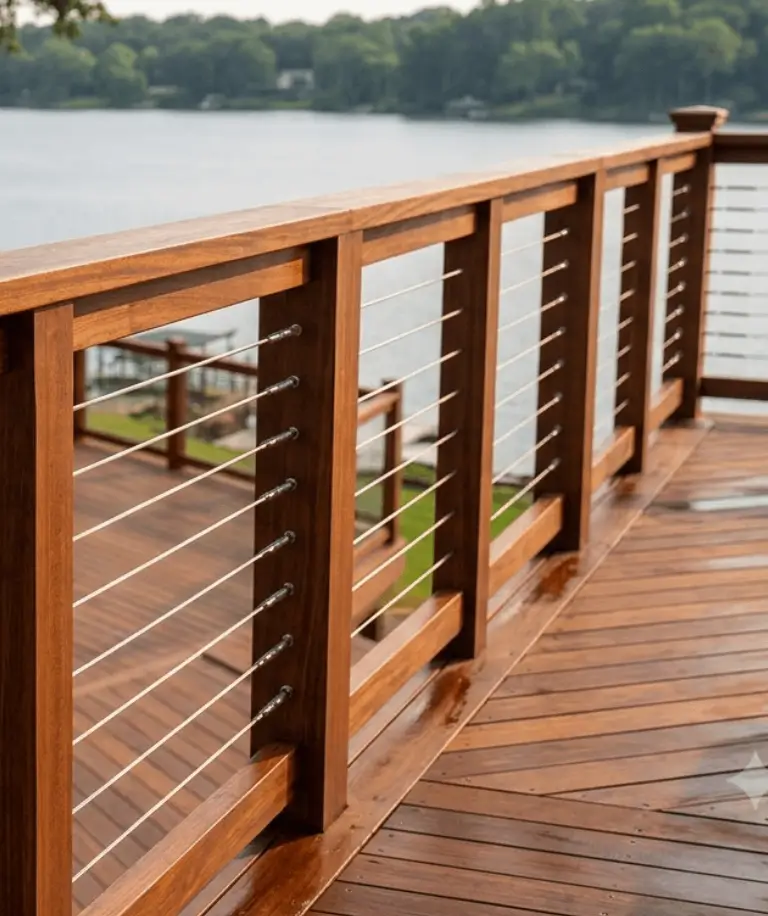 Ipe railing application for decks, porches, and outdoor living spaces