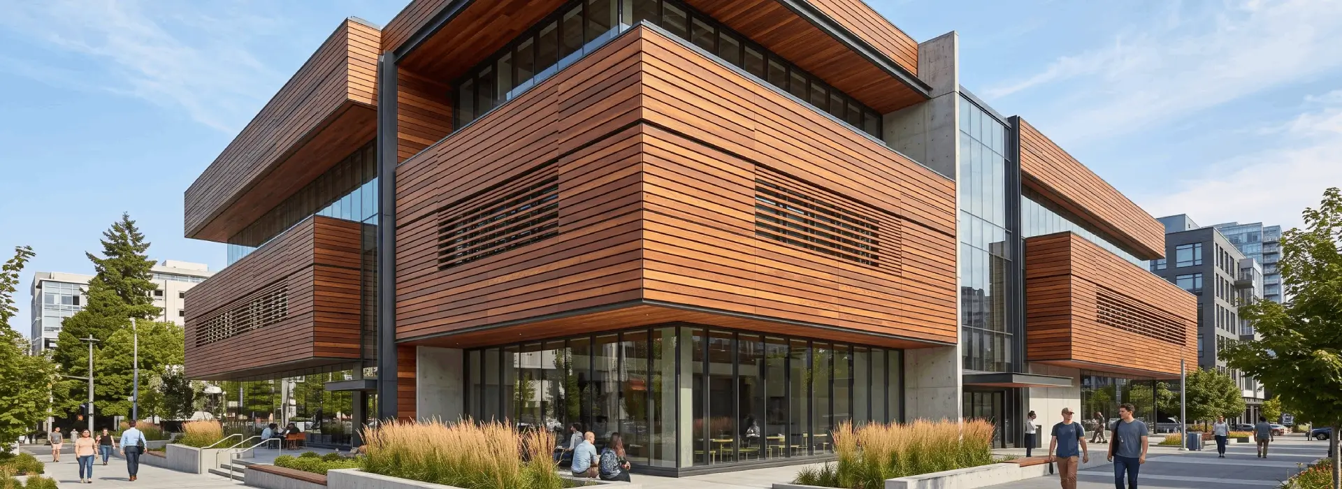 Premium Ipe rainscreen siding installed on a modern exterior facade