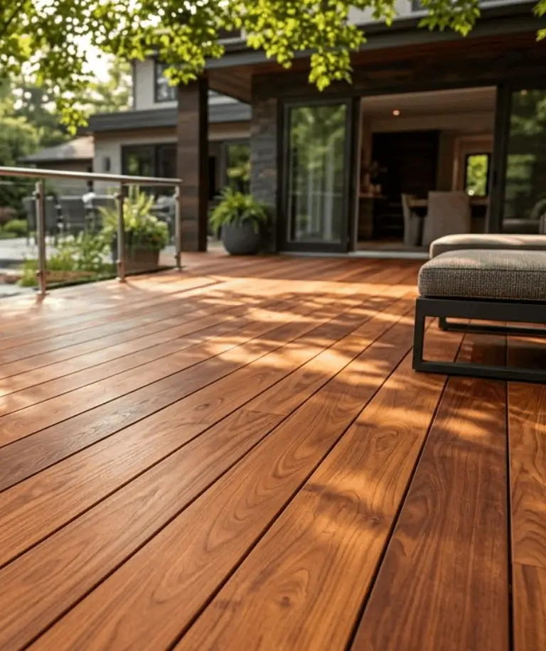 Close-up of mahogany hardwood natural color and grain patterns