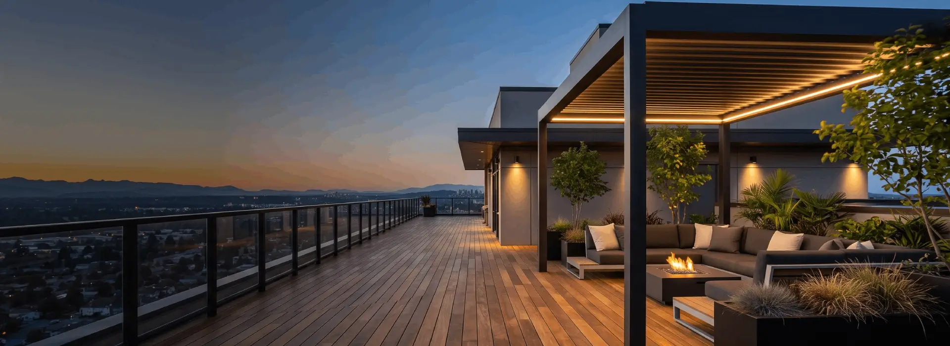 Premium hardwood rooftop deck for elevated outdoor living