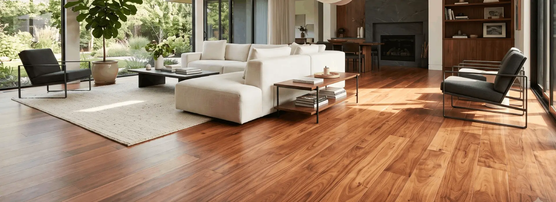 Red Balau Mahogany hardwood flooring showing rich reddish-brown color and natural grain