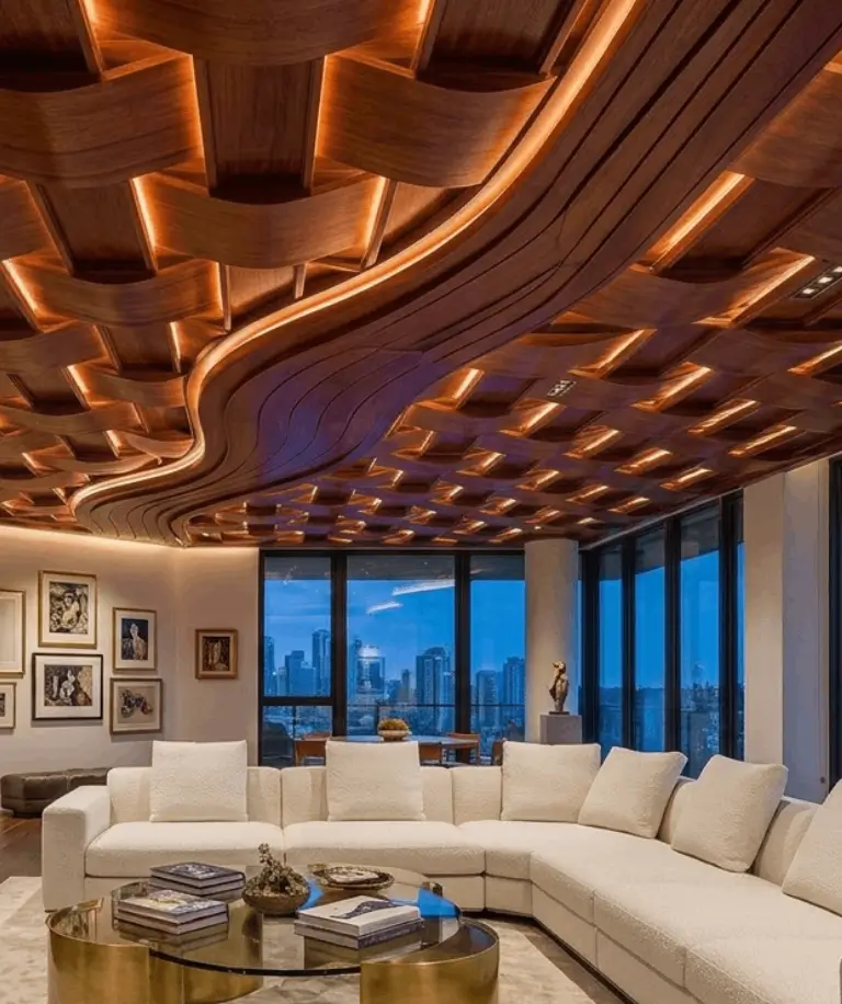 Red Balau Mahogany ceiling application in a covered outdoor space