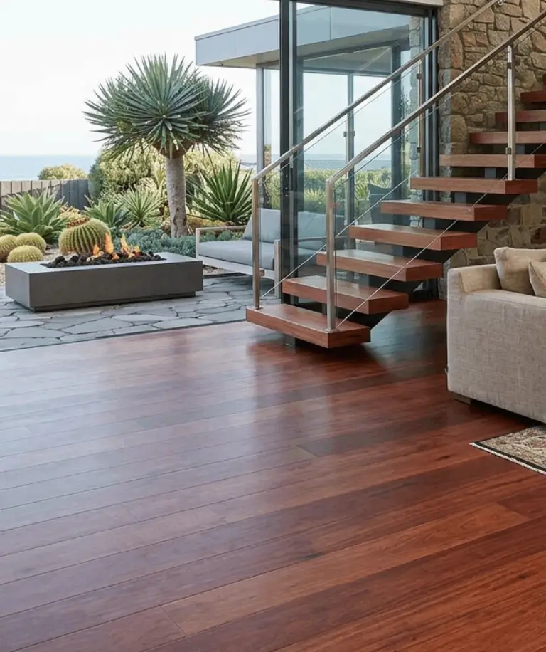 Red Balau Mahogany hardwood flooring applications in residential and architectural interiors