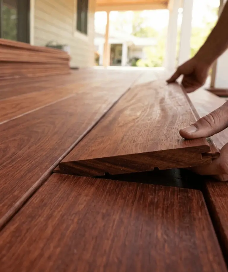 Red Balau Mahogany tongue and groove boards for exterior applications