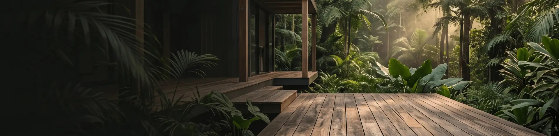 Responsibly sourced tropical hardwood lumber surrounded by a healthy green forest